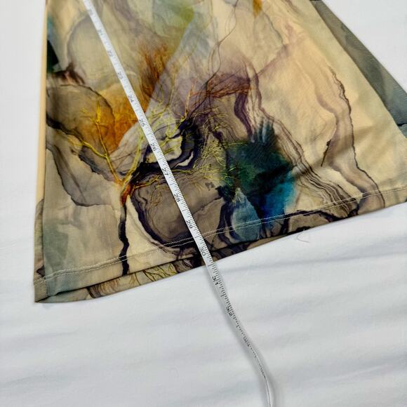 Blanc Abstract Mesh Flare Pants Large Earth Tone Sheer Print Y2K Art Girl Indie - Picture 6 of 14